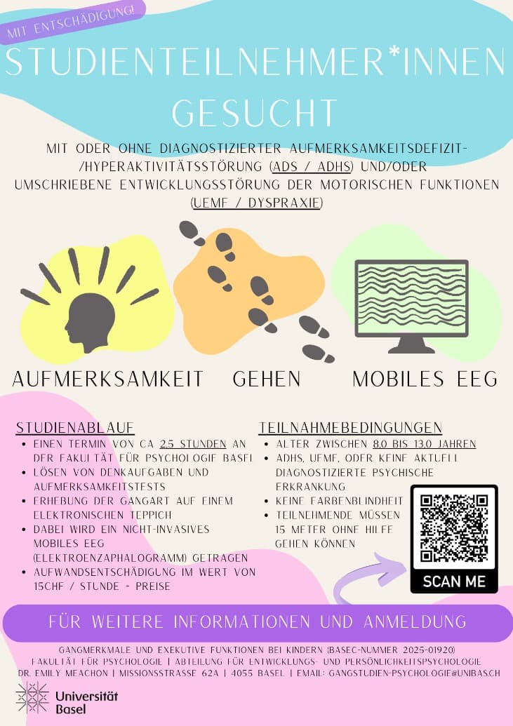 Studienteilnahme erwünscht: Mobile-EEG, Gangmerkmale und Inhibition bei Kindern